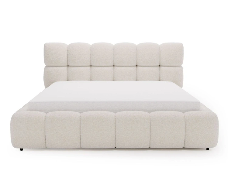 Polsterbett mit Bettkasten und Lattenrost 180x200 Modo aus Bouclé-Stoff Beige