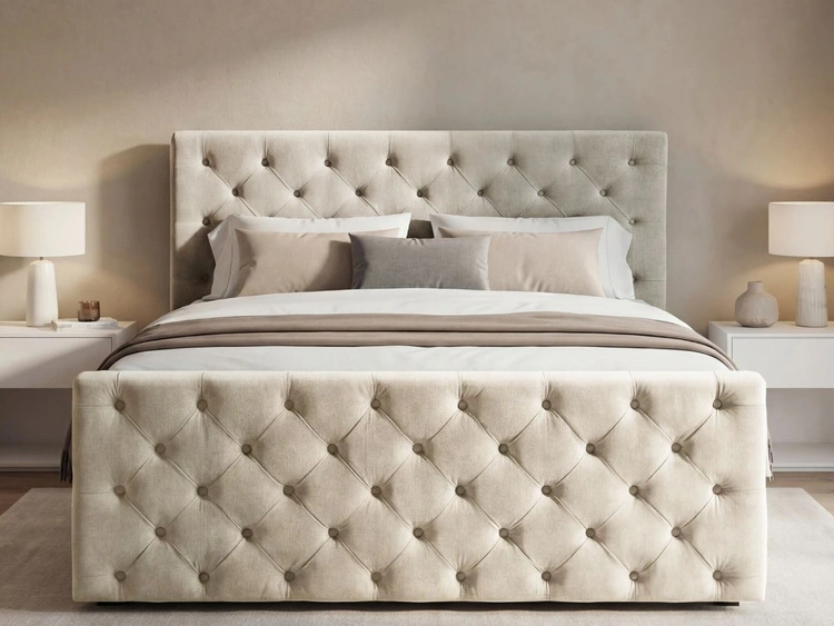 Boxspringbett mit Bettkasten 180x200 Montego Creme