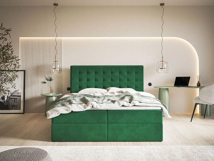 Boxspringbett mit Bettkasten 180x200 Denza Grün