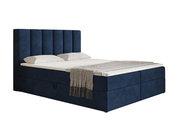 Boxspringbett mit Bettkasten 180x200 Cascada Dunkelblau