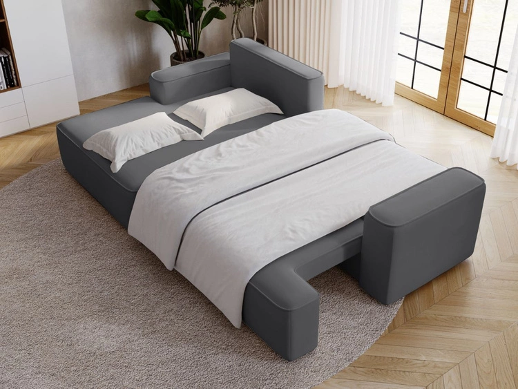 Ecksofa L-Form Links mit Schlaffunktion und Bettkasten California Grau