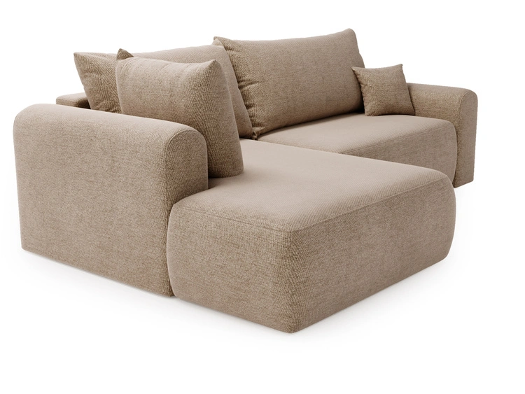 Ecksofa L-Form mit Schlaffunktion und Bettkasten Savana Bis Dunkelbeige
