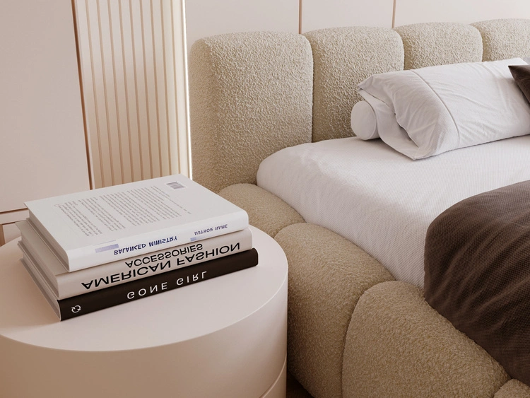 Polsterbett ohne Bettkasten mit Lattenrost 120x200 Cloud Low aus Bouclé-Stoff Dunkelbeige