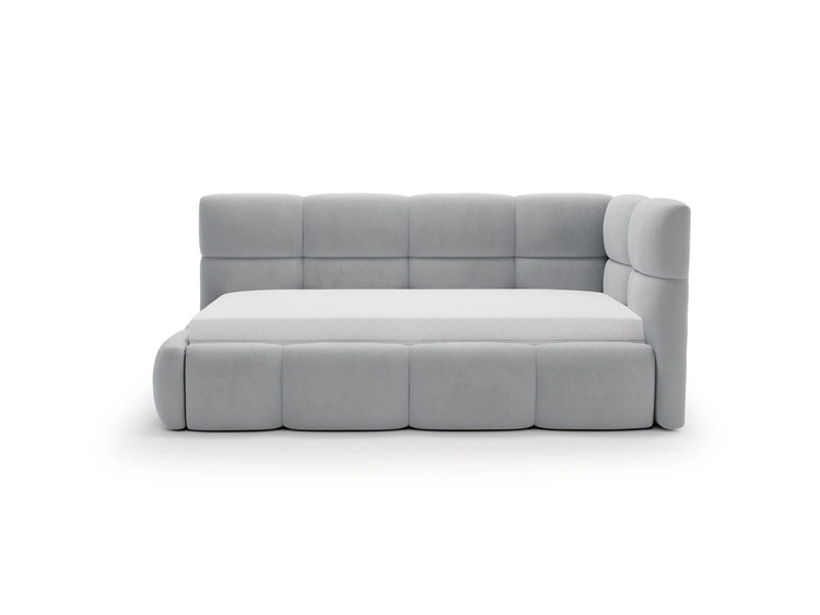 Gepolstertes Jugend-Einzelbett mit Bettkasten und Holzrost 90x200 Modo One Links Grau