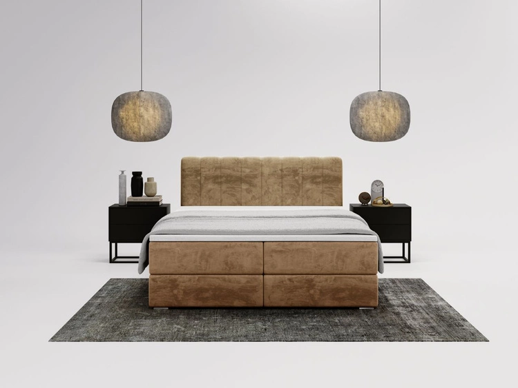 Boxspringbett mit Bettkasten 140x200 Forte Beige