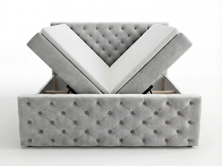 Boxspringbett mit Bettkasten 120x200 Montego Hellgrau