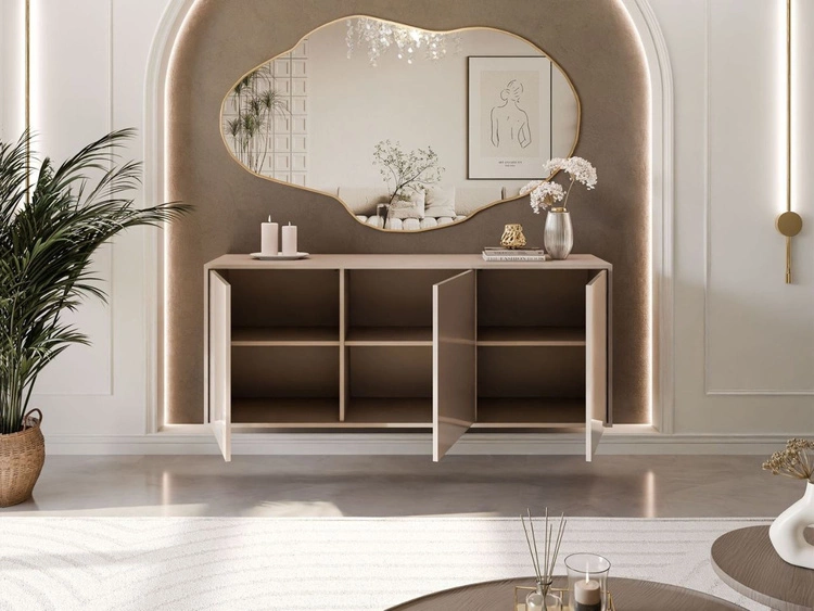 Dreitürige Wandkommode 154 cm im Glamour-Stil – Vivance, Kaschmir Hochglanz