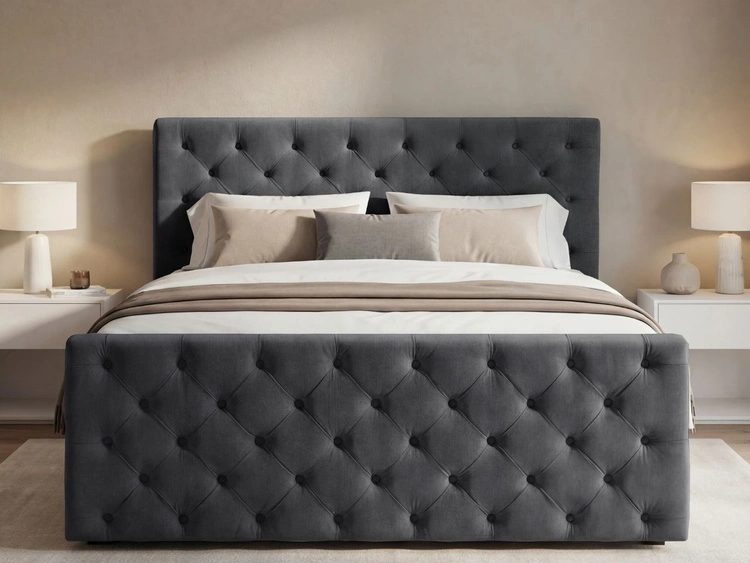 Boxspringbett mit Bettkasten 120x200 Montego Dunkel grau
