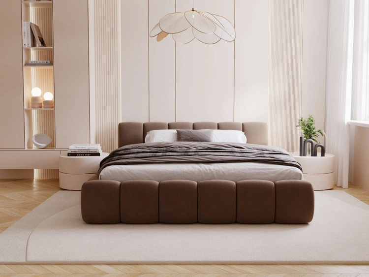 Polsterbett mit Bettkasten und Lattenrost 200x200 Cloud Low Braun