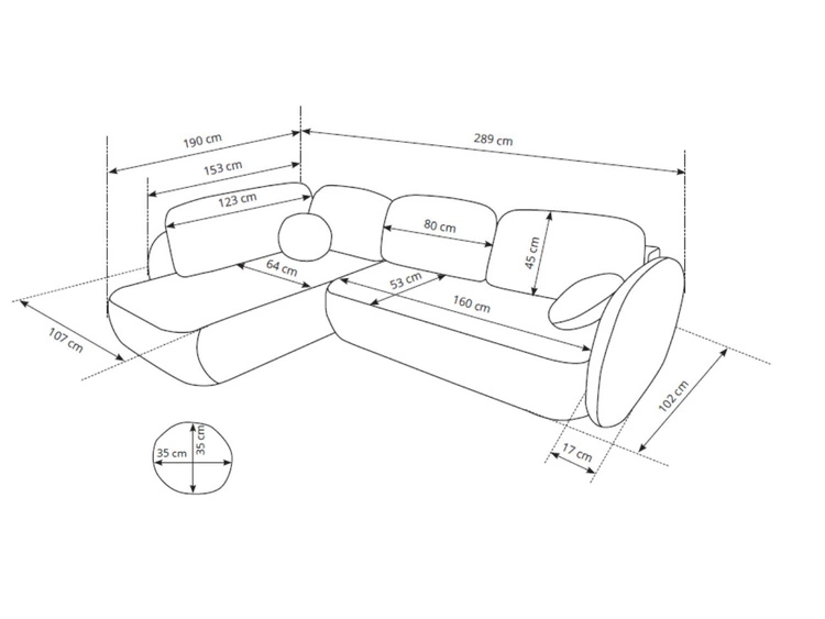 Ecksofa mit Schlaffunktion und Bettkasten Rechts Carino Grau