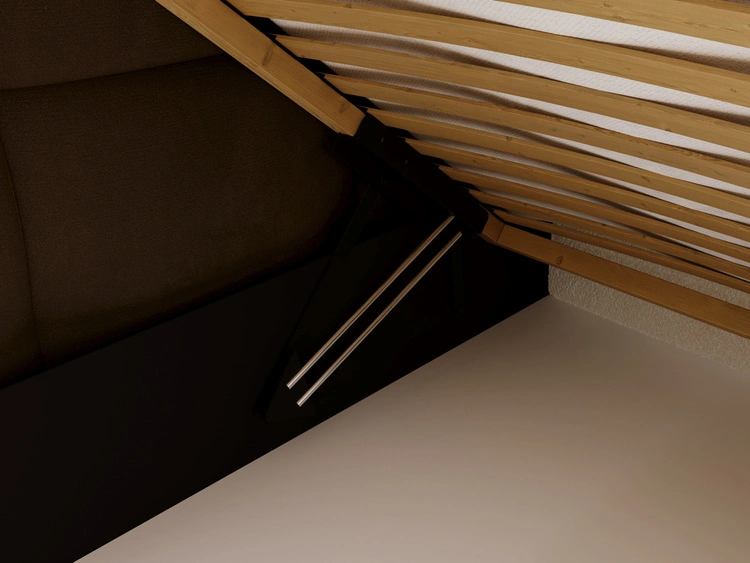 Gepolstertes Jugend-Einzelbett mit Bettkasten und Holzrost 90x200 Modo One Links Braun