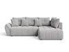 Ecksofa L-Form mit Schlaffunktion und Bettkasten Genoa Hellgrau