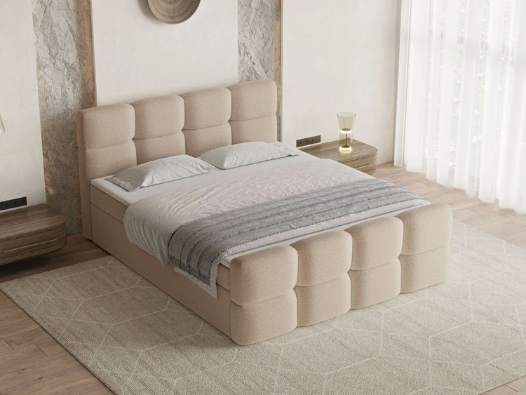 Boxspringbett mit Bettkasten 140x200 Rivon Beige