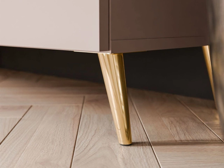 TV-Lowboard mit Türen und LED-Beleuchtung auf Goldenen Metallbeinen 100 cm Noaé Kaschmir