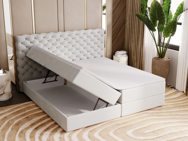 Boxspringbett mit Bettkasten 200x200 Bergamo Hellgrau