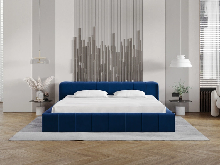 Polsterbett mit Bettkasten und Lattenrost 160x200 Lipari Blau