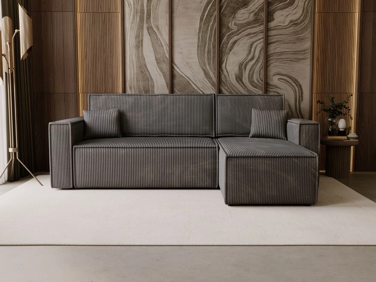 Modernes Ecksofa mit Schlaffunktion und Stauraum Prato L Dunkelgrau