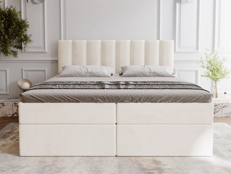 Boxspringbett mit Bettkasten 180x200 Mocca Beige