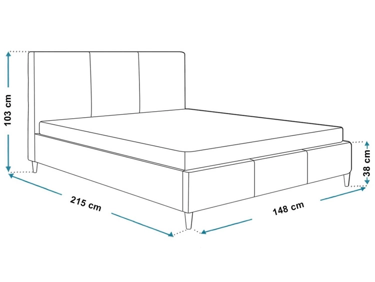 Polsterbett mit Lattenrost 140x200 Trio Grau
