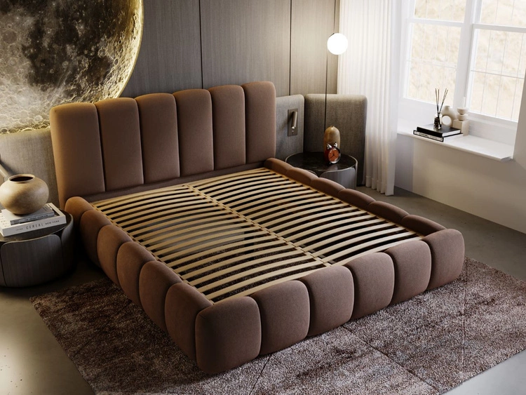 Polsterbett Ohne Bettkasten mit Lattenrost 140x200 Cloud Braun