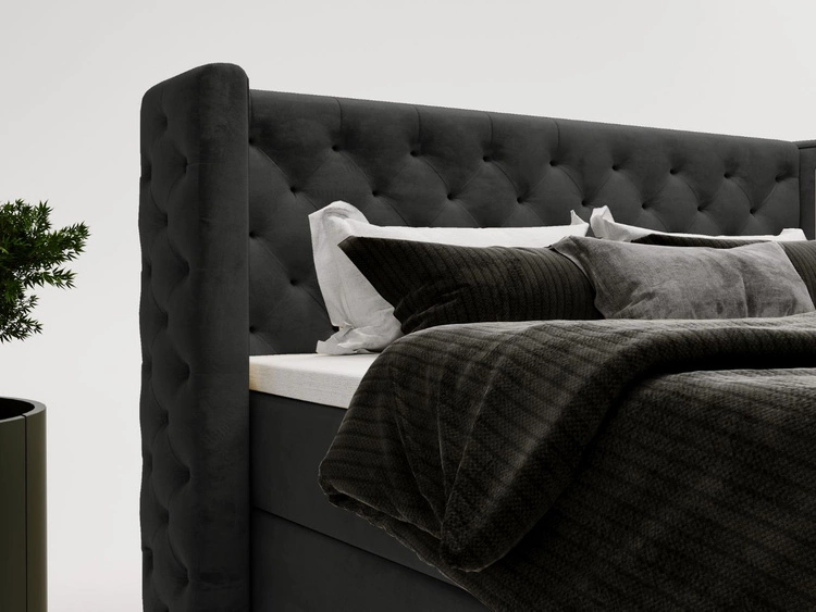 Boxspringbett mit Bettkasten 160x200 Lion Schwarz