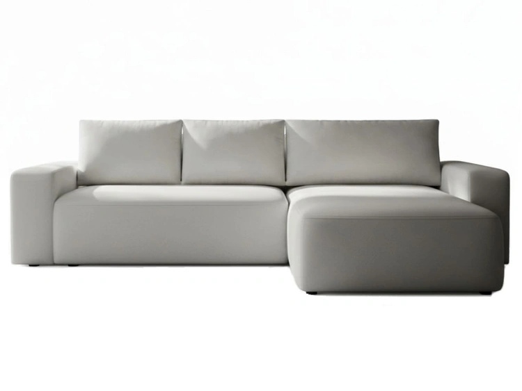 Ecksofa L-Form Rechts mit Schlaffunktion und Bettkasten Tazones Hellgrau