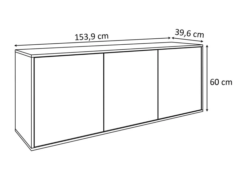 Dreitürige Hängekommode 154 cm im Loft-Stil – Vivance, Weiß matt & Eiche Artisan