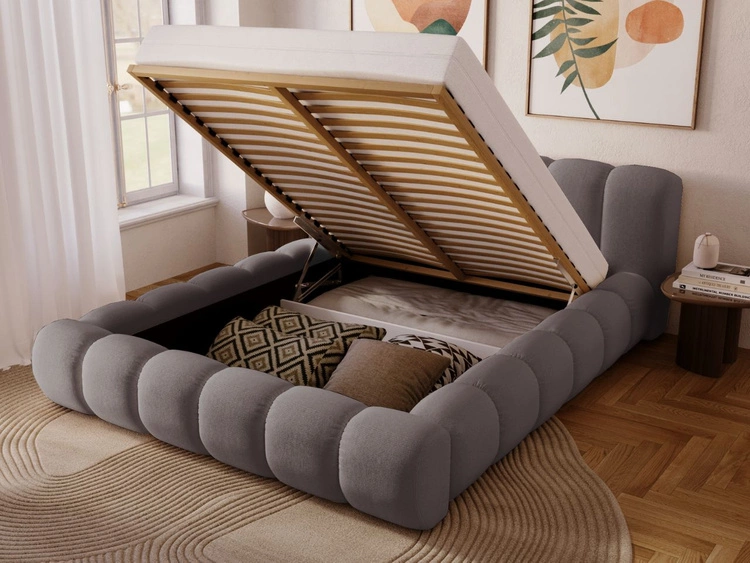 Polsterbett mit Bettkasten und Lattenrost 120x200 Doria Grau