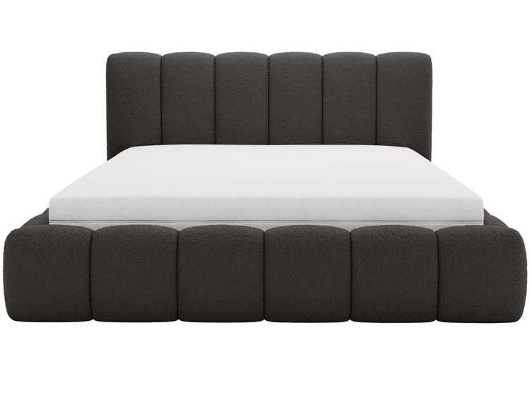 Polsterbett mit Bettkasten und Lattenrost 140x200 Cloud Bouclé-Stoff Schwarz