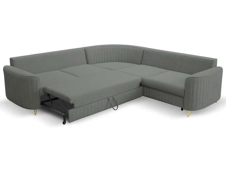 Ecksofa L-Form Links mit Schlaffunktion und Bettkasten Limon Grau