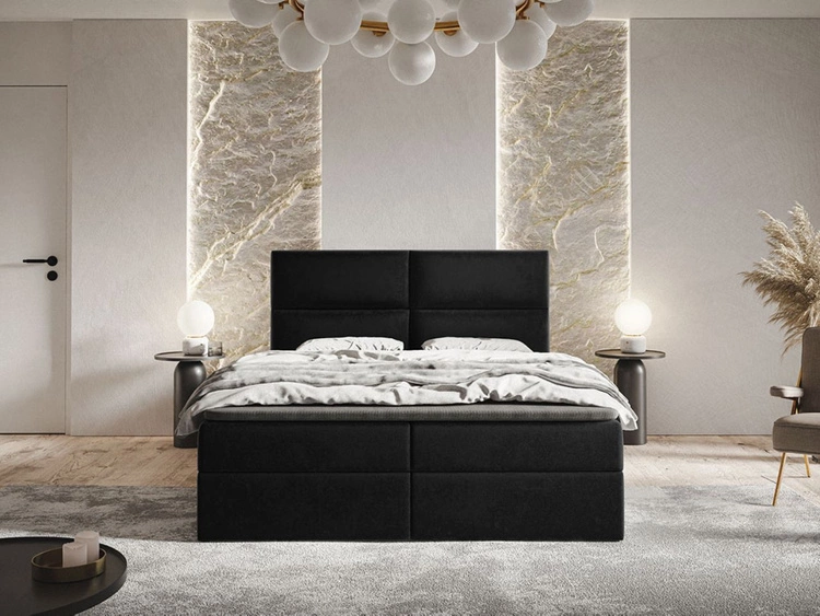 Boxspringbett mit Bettkasten 180x200 Hera Schwarz