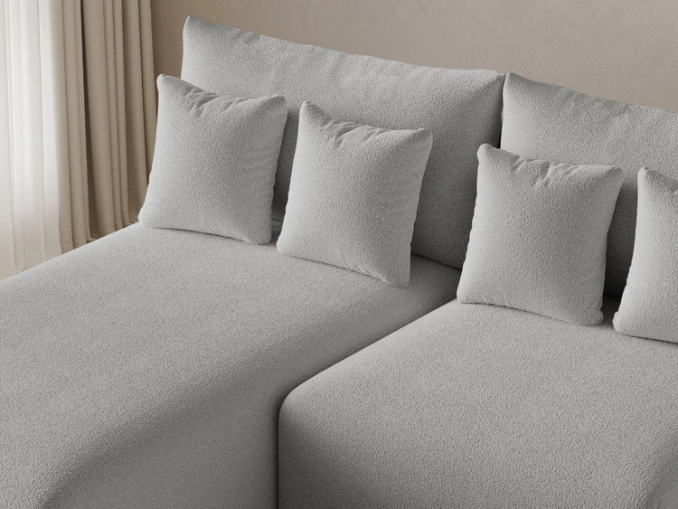 Ecksofa L-Form Links mit Schlaffunktion und Bettkasten Ronni Grau