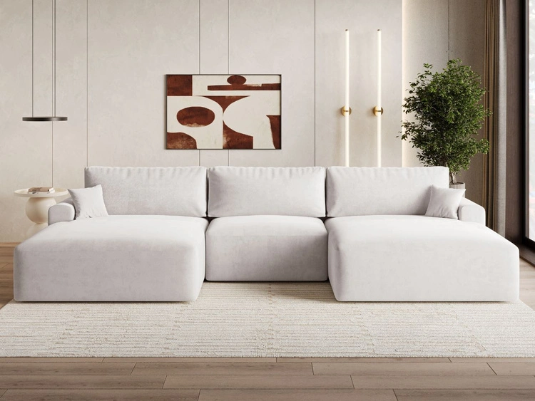 Wohnlandschaft mit Schlaffunktion und Bettkasten Serene Grau