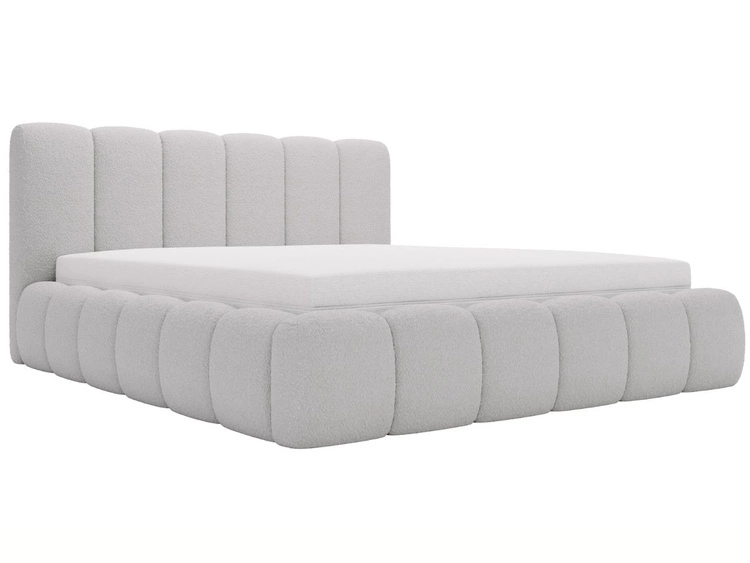 Polsterbett mit Bettkasten und Lattenrost 160x200 Cloud Bouclé-Stoff Hellgrau