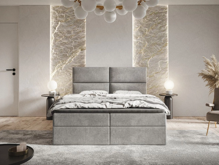Boxspringbett mit Bettkasten 120x200 Hera Grau