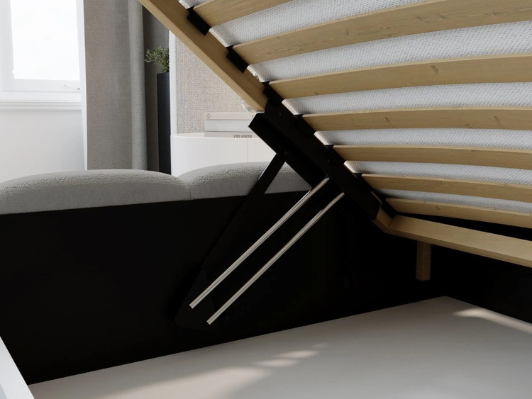Polsterbett mit Bettkasten und Lattenrost 200x200 Modo Grau