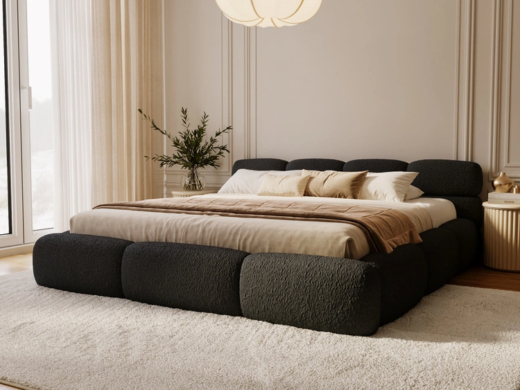 Polsterbett mit Bettkasten und Bettrost 200x200 Sweet Low Schwarz