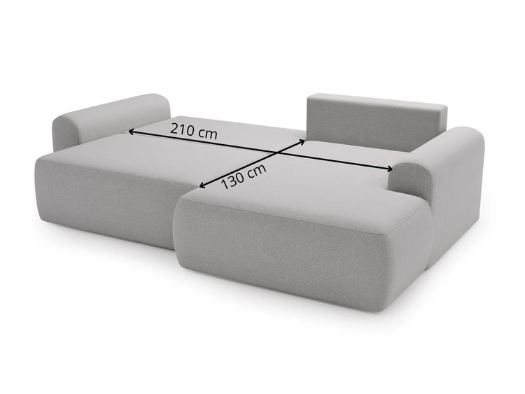 Ecksofa L-Form mit Schlaffunktion und Bettkasten Savana Rechts Bouclé-Stoff Weiß