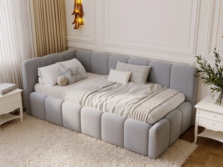 Jugendbett Einzelbett mit Bettkasten und Lattenrost 90x200 Cloud One Grau
