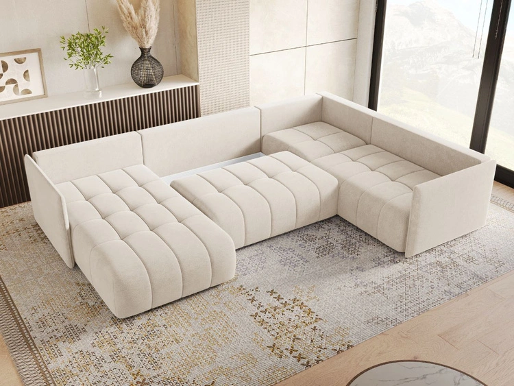 Wohnlandschaft mit Schlaffunktion und Bettkasten Ardi Bis Beige