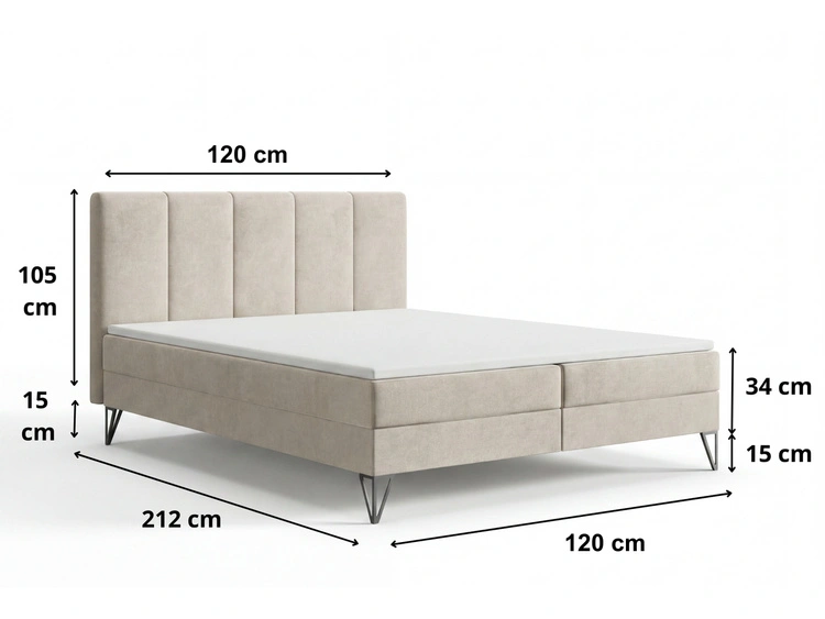 Boxspringbett mit Bettkasten 120x200 Vendi Beige