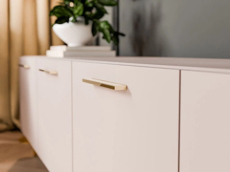 TV-Lowboard mit Türen auf Goldenen Metallbeinen 200 cm Noaé Kaschmir