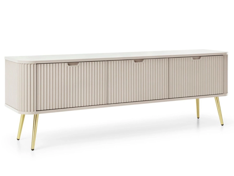 TV-Lowboard mit Türen Viva Beige auf Golden Beinen