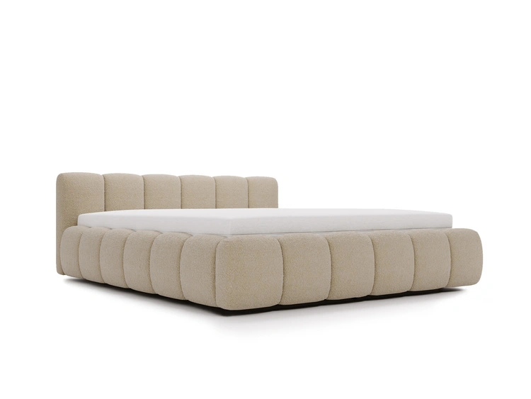 Polsterbett ohne Bettkasten mit Lattenrost 200x200 Cloud Low aus Bouclé-Stoff Dunkelbeige