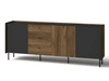Kommode mit Türen und Schubladen 200 cm Pascale Nussbaum Warmia, Schwarz