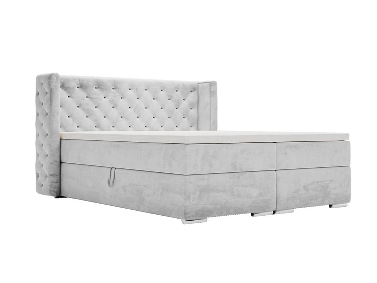 Boxspringbett mit Bettkasten 160x200 Lion Hellgrau