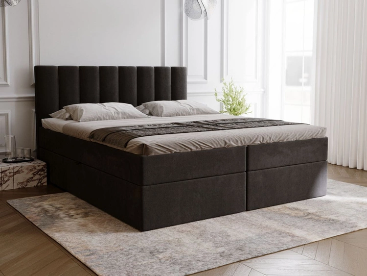 Boxspringbett mit Bettkasten 200x200 Maison Schwarz