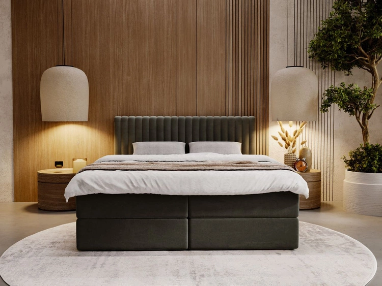 Boxspringbett mit Bettkasten 200x200 Marbella Dunkelgrau