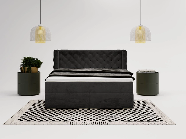 Boxspringbett mit Bettkasten 140x200 Lion Schwarz