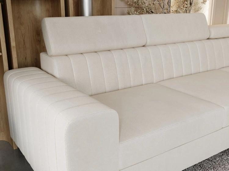 Ecksofa mit Schlaffunktion und Bettkasten Berona rechts Beige